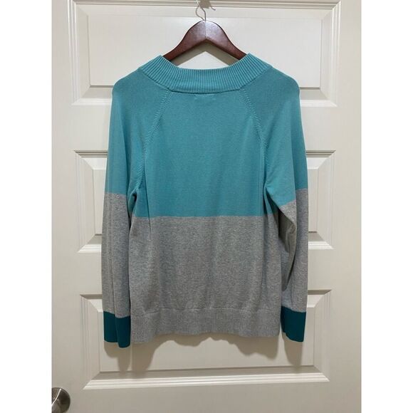 Nautica Sweater Color Block Gray and Light Blue Size M - Picture 4 of 7